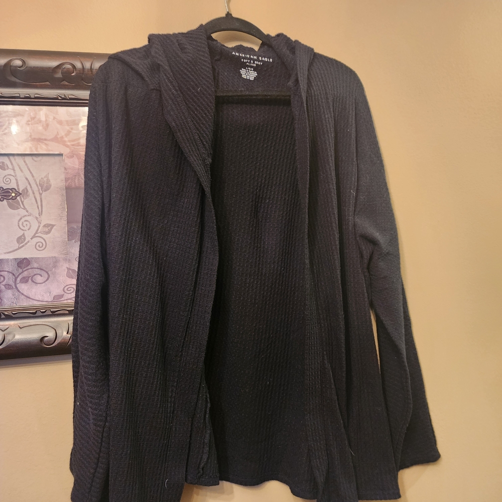 American Eagle Soft & Sexy Plush Black Cardigan